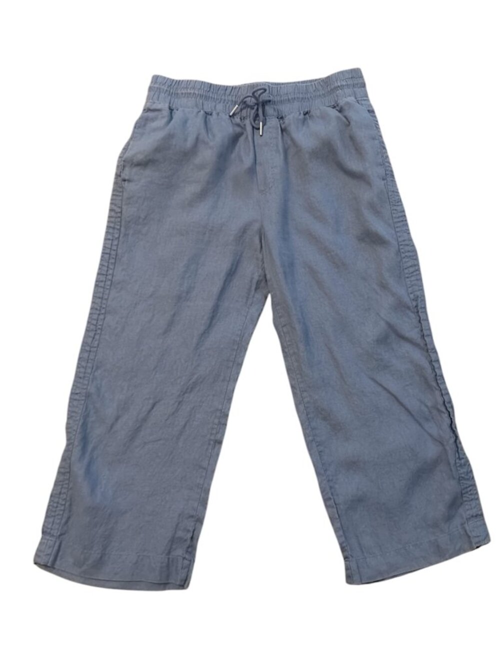 Quince 100% Linen Wide Leg Pants Women's XL Elastic Waist Pockets Blue